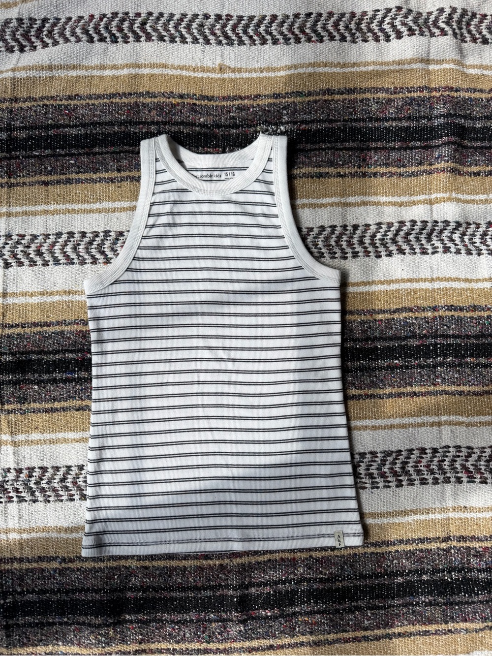 abercrombie kids White and Black Striped Tank